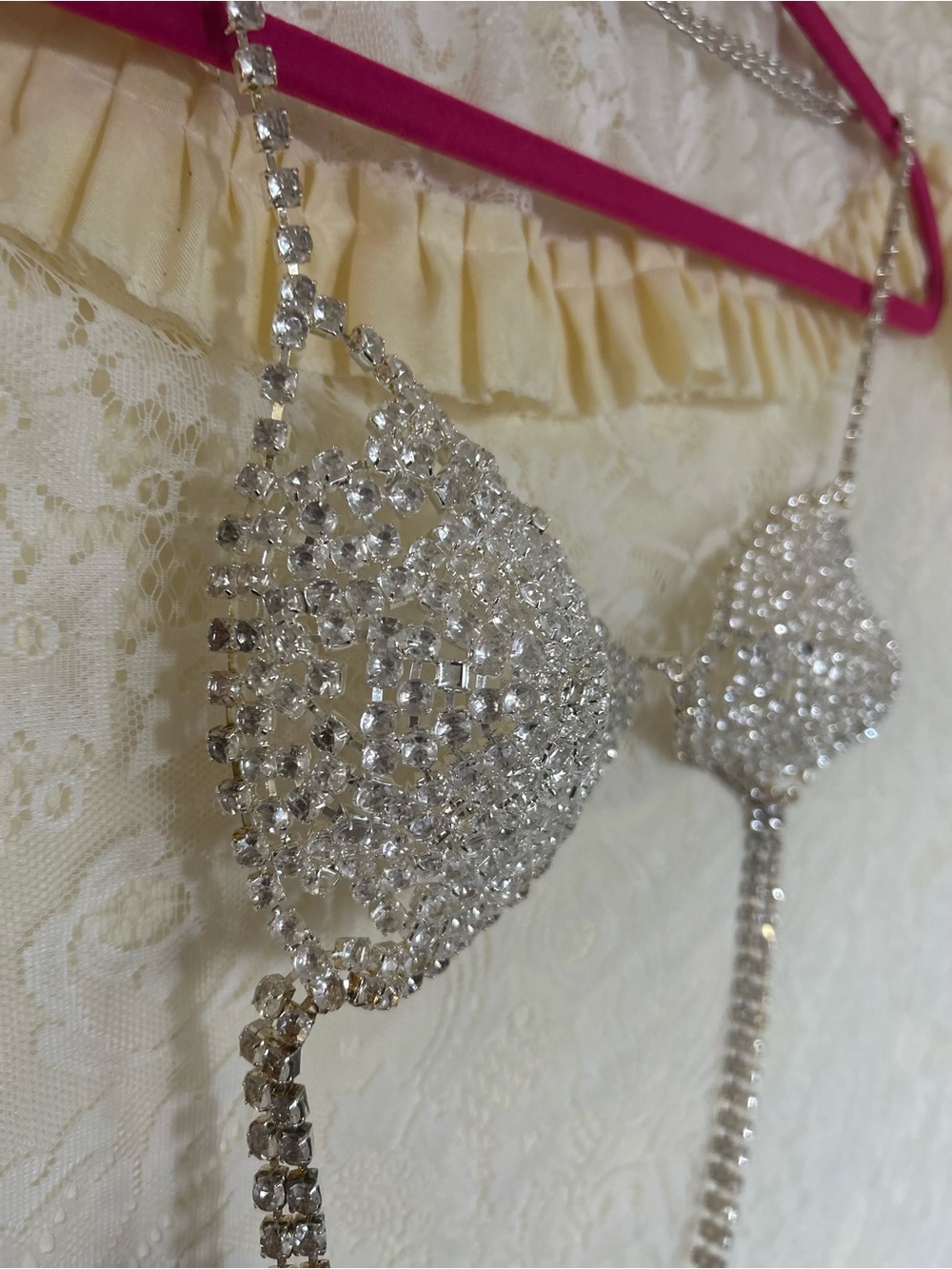 Frederick's of Hollywood Silver Rhinestone Crystal Bra Top S - Picture 4 of 4